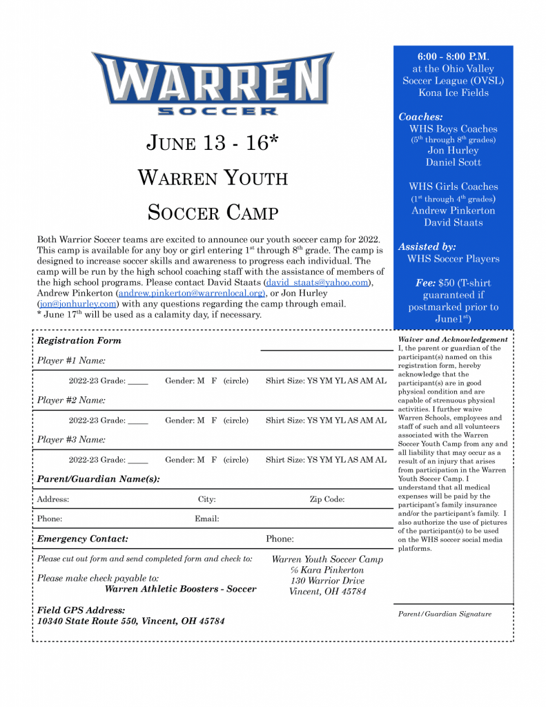 Warren Soccer Camp